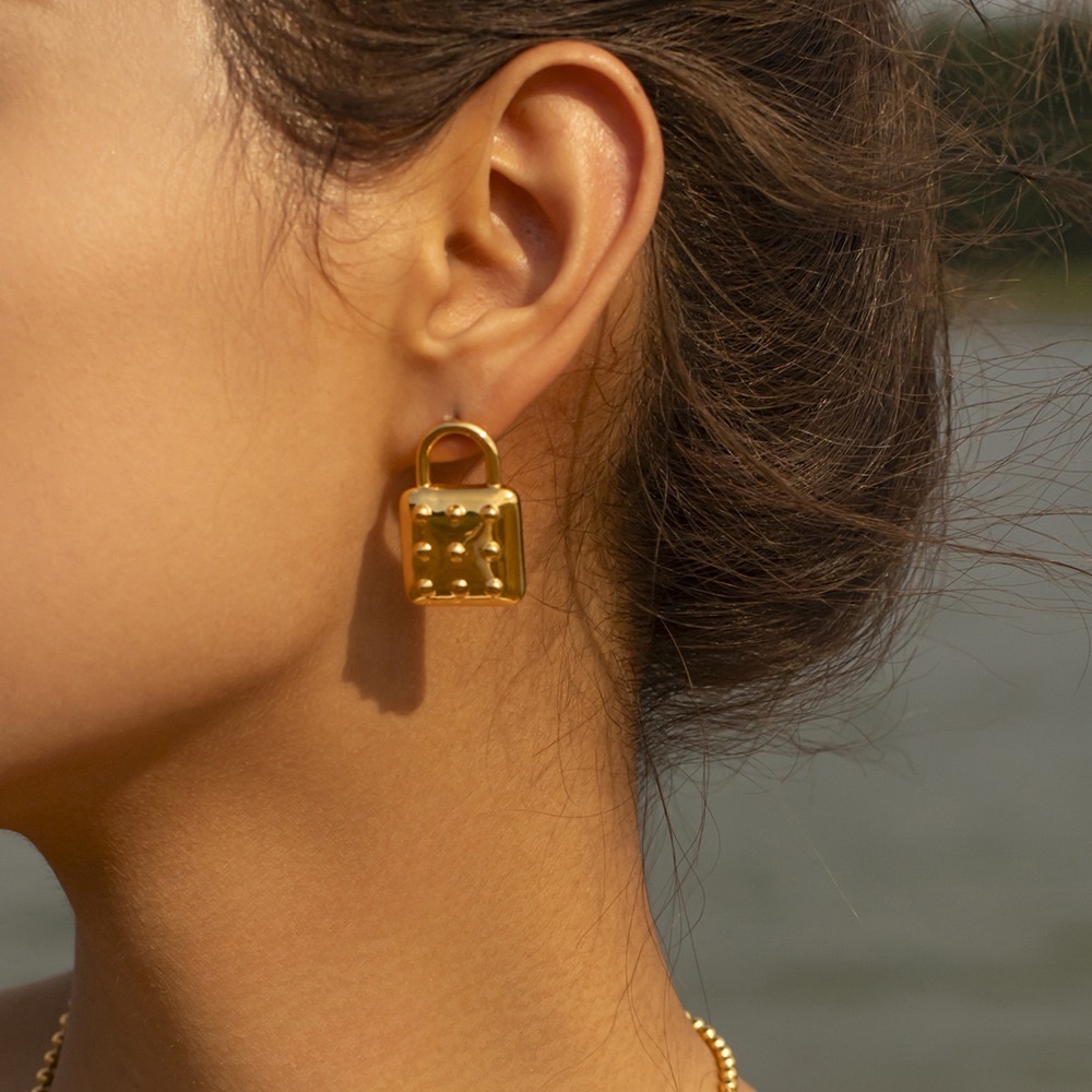 NEW💎18K Gold Plated Padlock Earrings*Unique Earrings*